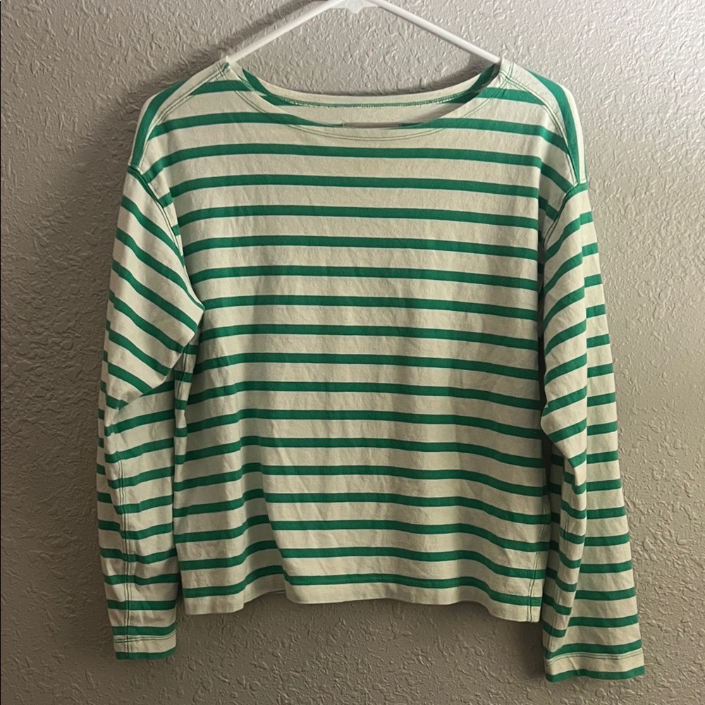 Everlane Organic Cotton Green and White Top